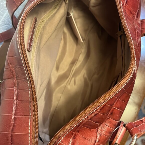 NWT Genuine Leather Shoulder Bag Reptile Patterned BANDOLINO - Picture 9 of 11